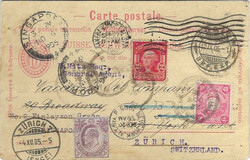 Stamps & Covers Switzerland: (Round-the-World card) 1905 (12.IX) 10c ...