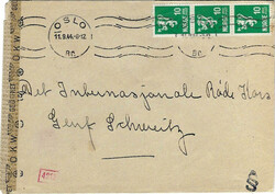 Norway Norway: 1944 (11.9.) cover to Red Cross, Geneva with strip of ...