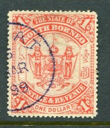 North Borneo - Labuan North Borneo: 1894 (January). $1 scarlet used. ...