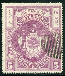 North Borneo - Labuan North Borneo: 1894 (January). $5 bright purple ...