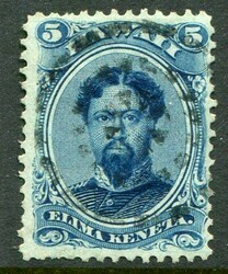 HawaiiHawaii: 1866 King Kamehameha V portrait 5c blue used. Sc. 32 ...
