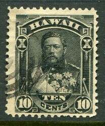 Hawaii Hawaii: 1882 King David Kalakaua portrait 10c black used. Sc. ...
