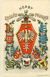 Postcards Poland: Unused postcard titled “Herby Krolow Polskich’ ...