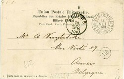 Brazil Brazil: 1907 postcard of Pernambuco to Anvers, Belgium. ...
