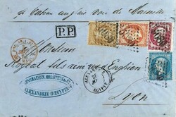 Postal HistoryEgypt: (French Post Offices) 1863 outer letter sheet to ...