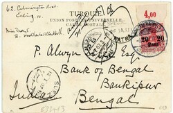 India German Levant: 1907 Galata, Constantinople postcard to Bank of ...