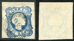 Stamps & Covers Portugal: 1855 King Pedro V 25r. blue with dotted ...
