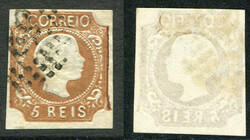 Stamps & Covers Portugal: 1856 King Pedro V 5r. with dotted ...