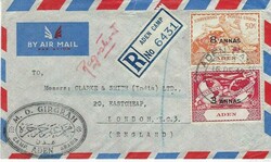 Postal History Aden: 1949 (16 OC) registered airmail cover to London ...