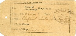 Postal HistoryEgypt: circa 1916 Hospital Tag for a Turkish prisoner ...