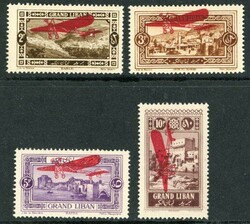 Stamps Lebanon: 1926 red aeroplane overprinted on 1925 pictorials ...
