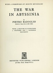 Ephemera Ethiopia: The War in Abyssinia with a foreword by Benito ...