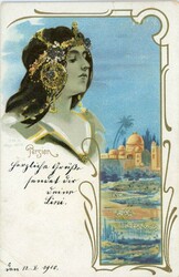 Postcards Iran: Unused glitter Art Nouveau postcard of Persian Woman ...