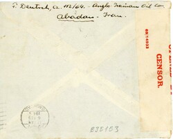 Postal History Iran: 1945 cover to Haifa, Palestine franked with 50d. ...