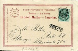 Postal History Aden – Iran: 1900 (22 November). Gruss aus Teheran ...