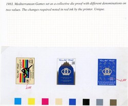 Stamps Morocco: 1983 Mediterranean Games set collective die proof. ...