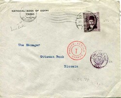 Postal History Egypt:&nbsp;1939 (11 December). Censored bank cover to ...