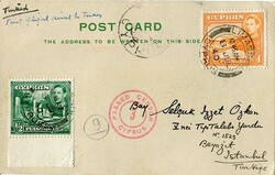 Turkish Cyprus: 1940 (8 July). Formular card by airmail to Turkey ...