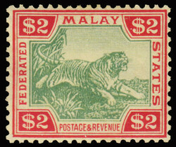 1934 Federated Malay States Tiger $2