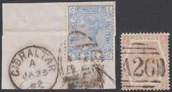 GIBRALTAR 1882 Two British stamps used in Gibraltar before its own ...
