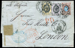 RUSSIA 1872 Letter sent from St. Petersburg to London, franked with ...