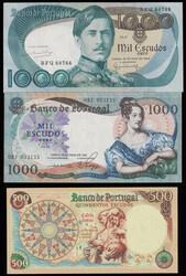 PORTUGAL Banknotes 1964-79 7 seven different banknotes all ...