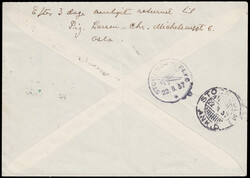 Norway 1937 Airmail from Oslo to Stockholm, franked with 45öre ...