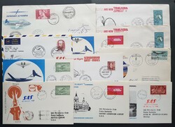 Sweden 1950´s - 1980´s 20 FFC´s with SAS to or from different ...