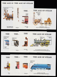 BHUTAN 1990 Mi:1218-29, Bl 225-36 Locomotives set incl. MS