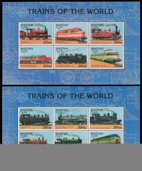 BHUTAN 1996 Mi:1618-29, Bl 360-61 Locomotives set incl. MS