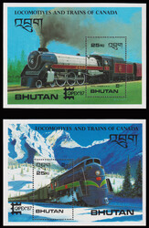 BHUTAN 1987 Mi:1028-35 Bl 143-44 Trains