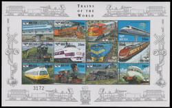 BHUTAN 1999 Mi:1819-1852 Bl 385-86 Trains
