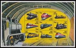 BHUTAN 1999 Mi:1819-1852 Bl 385-86 Trains