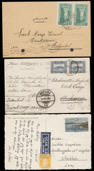 TURKEY 3 postcards with franked with stamps with Raiway or Airplane ...