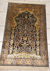 Seltener Seidenteppich, 77x130 cm