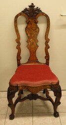 2 Barockstühle, mit Einlegarbeiten, Vogelmotiv, 18. Jhd., Nussbaum, ...