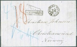 Lettre du 19 juin d'ANVERS (BASSINS) vers la Norvège avec griffe ...