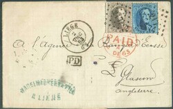 N°14/15B - Médaillons 10 et 20c., dt.14½, obl. LP.217 sur lettre ...