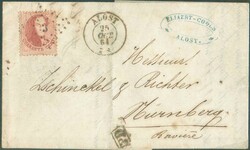 N°16A - Médaillon 40c. carmin-rose obl. LP.3 sur lettre d'ALOST 25 ...