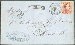 N°16A - Médaillon 40 centimes carmin-rose, obl. LP. M.1. sur lettre ...