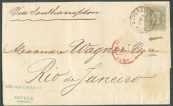 N°35 - 50c. gris obl. sc ANVERS (STATION) 22 MAI 1878 sur lettre ...