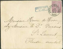 N°46 - 10 centimes carmin s/bleu, obl. sc ANVERS (STATION) 20 août ...
