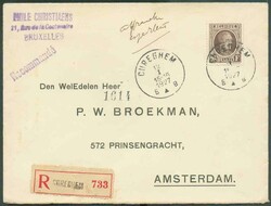 N°210 - 10Fr. HOUYOUX obl. sc CUREGHEM seul sur lettre recommandée ...