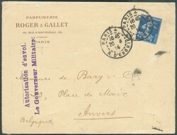DEBUT DU CONFLIT : France N°140 - 25c. SEMEUSE obl. dc PARIS R. ...
