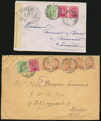 N°135(5)-137(2)-138(3) sur 2 lettres avec obl. Correspondance ...