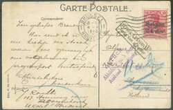 OC N°3 - 10 centimes s/10pfg. obl. méc. de BRUXELLES 1 sur C.P. du ...