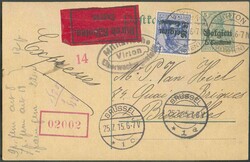 OC N°4 - 25c.s/20pfg. en affr. compl. sur E.P. carte 5 centimes ...