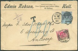 GB 2½p. bleu violet sur bleuté obl. duplex 383 sur enveloppe de ...