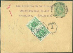JAMAIQUE Bande-Journal ½p. vert s/crème obl. dc KINGSTON JAMAICA AP ...