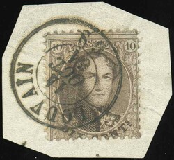 N°14 - Médaillon 10 centimes brun foncé sur petit fragment avec ...